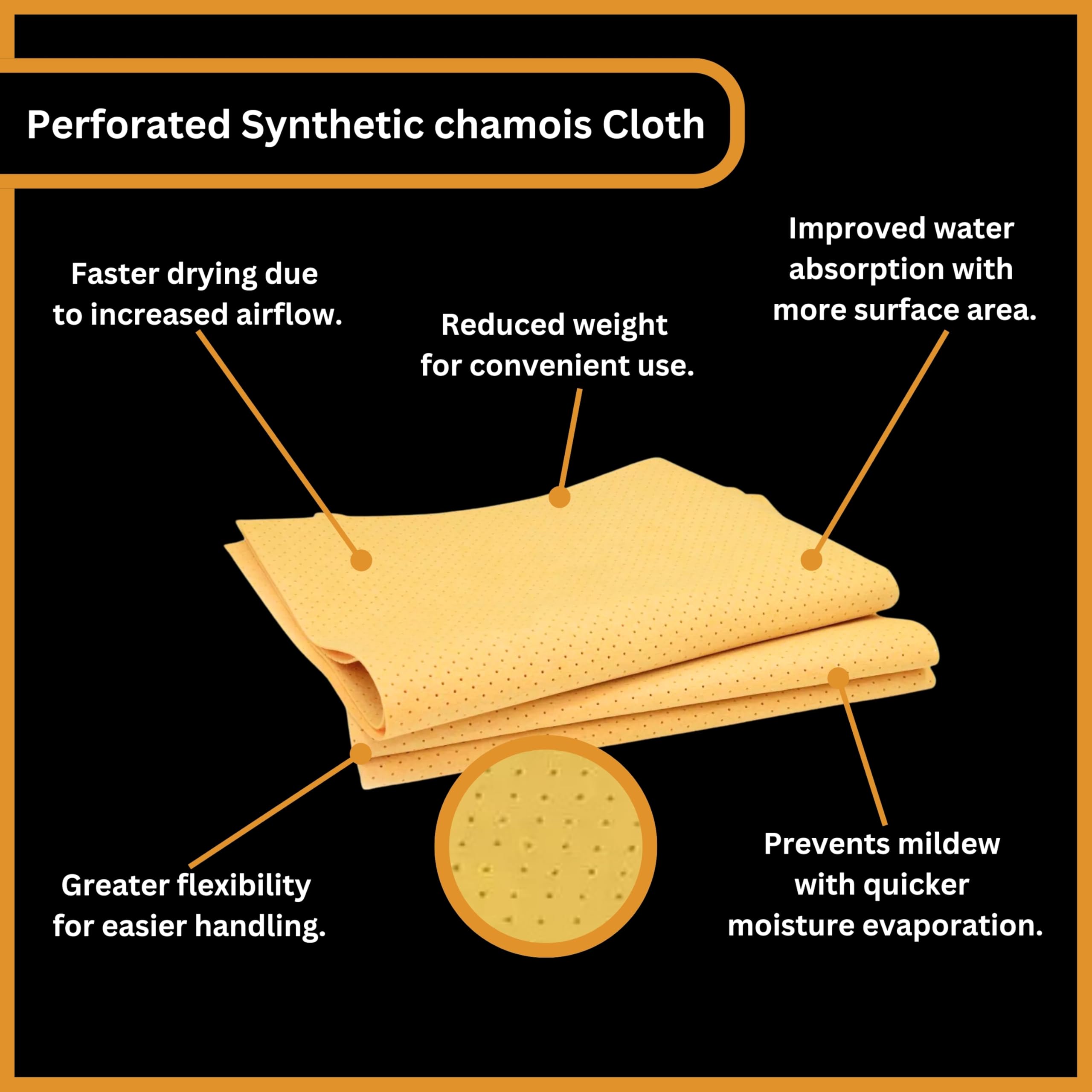 Large PERFORATED SYNTHETIC Chamois Cloth Car Drying Shammy Leather Absorbent