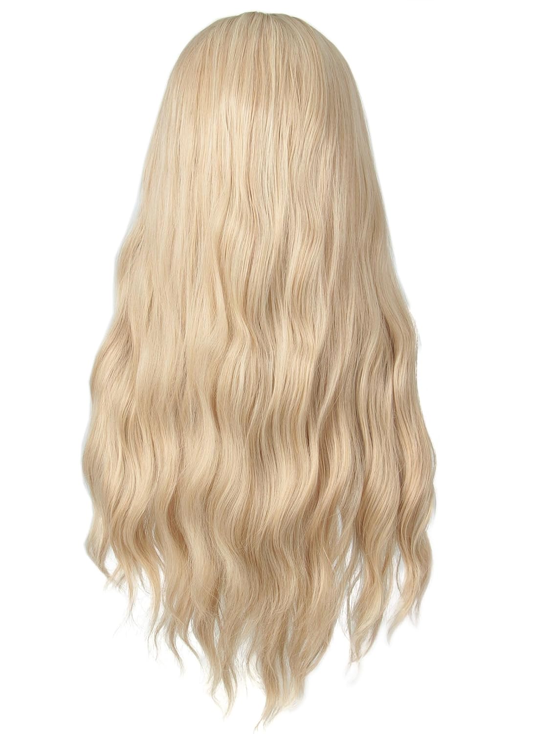 Linfairy 70s Long Blonde Wavy Hippie Wigs with Sunflower Headband Halloween Cosplay Costume Wig for Women Party (Blonde)