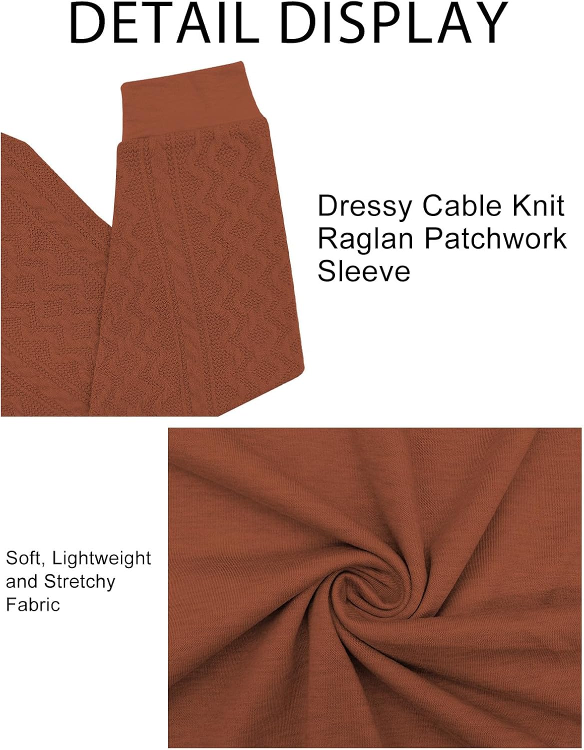 VISLILY Womens-Plus-Size-Sweatshirts Trendy Raglan Cable Knit Long Sleeve Shirts Casual Crewneck Pullover Tunic Tops XL-5XL - Image 4