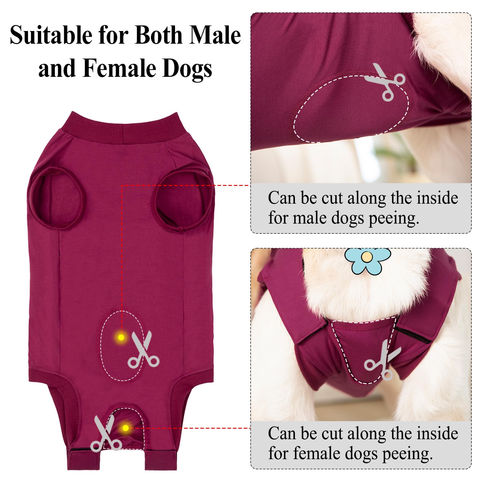 Body Post Operatorio Cane Femmina Maschio Tutina Post Operatoria Cane Tuta da Recupero Body per Cani dopo Sterilizzazione Fascia Addominale Post-operatoria Pigiama Vestito Chirurgico per Cani