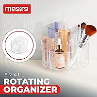 Vista 2 de Masirs Small Rotating Makeup Organizer - Mini Yet Spacious Cosmetic Storage Solution with Multiple Compartments - The Perfect Spinning Make-Up Caddy