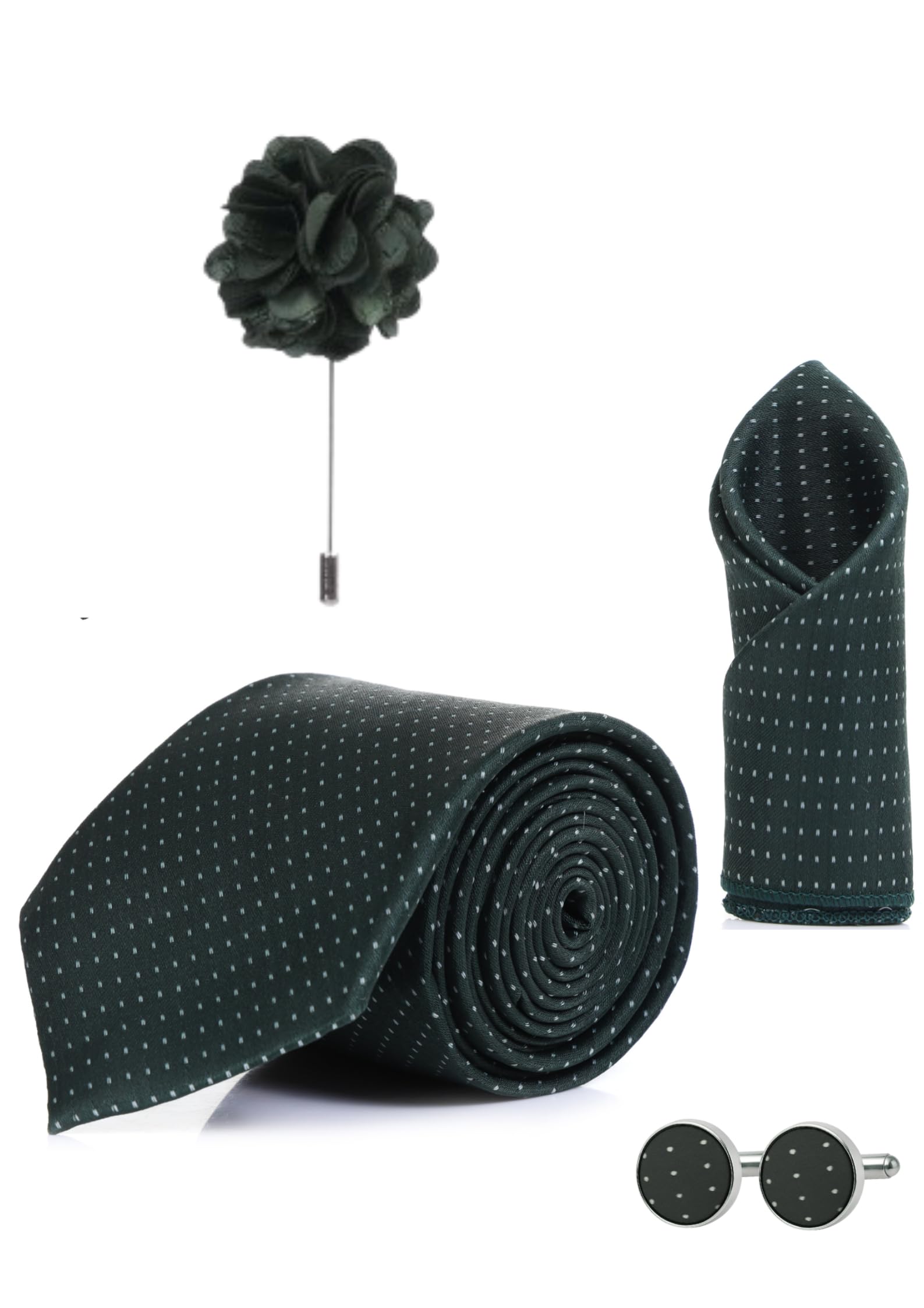 Random Stripe Premium Necktie Gift Set for Men Tie, Pocket Square, Cufflinks & Brooch Formal Wear (9 Colors)-picture-35