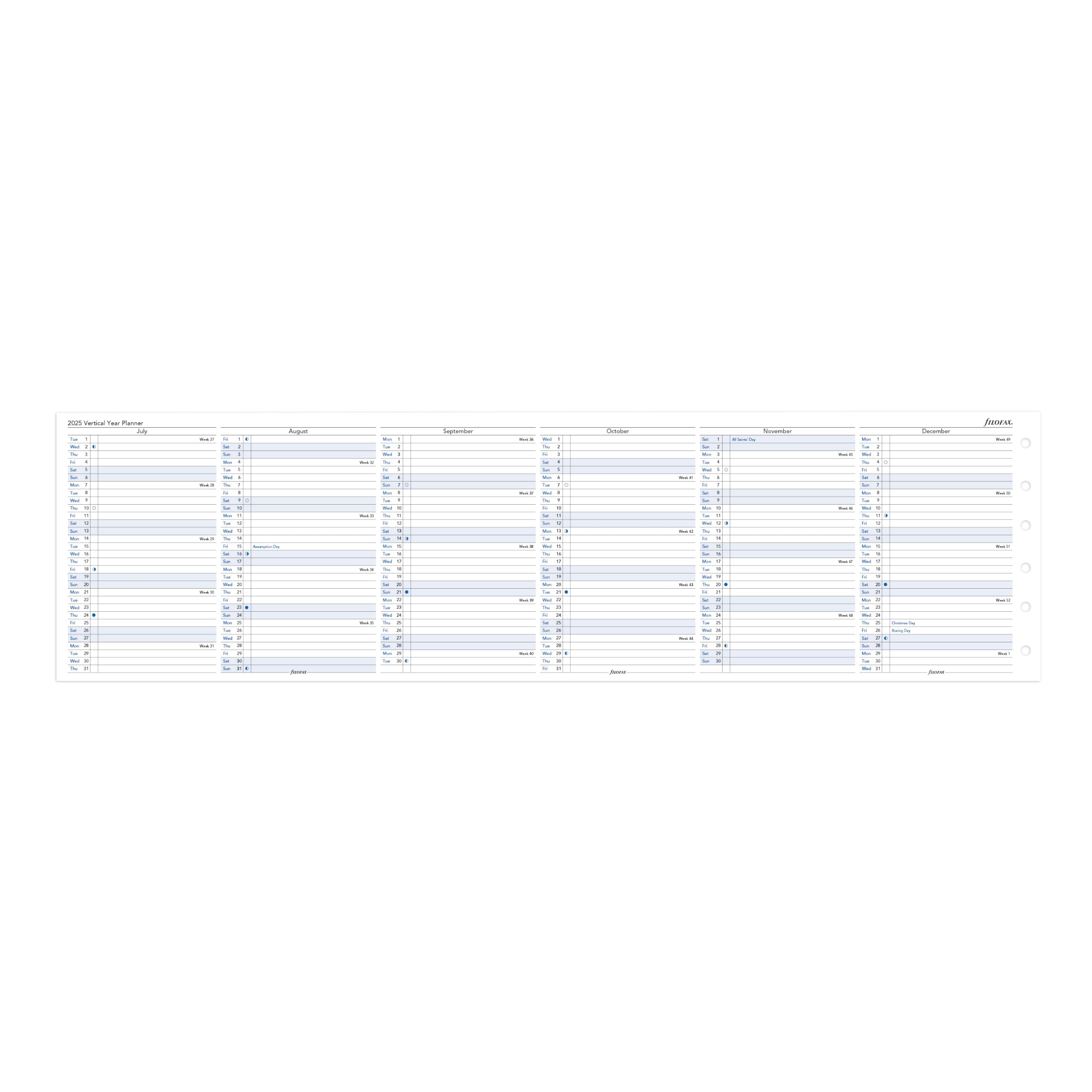 Filofax Personal Vertical Year Planner 2025 - View #5