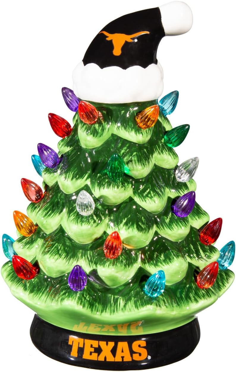 Team Sports America NCAA University of Tennessee Ceramic Christmas Trees That Light Up | 8" LED Vintage Christmas Tree | Officially Licensed Team Logo | Christmas Tabletop Decorations for Home