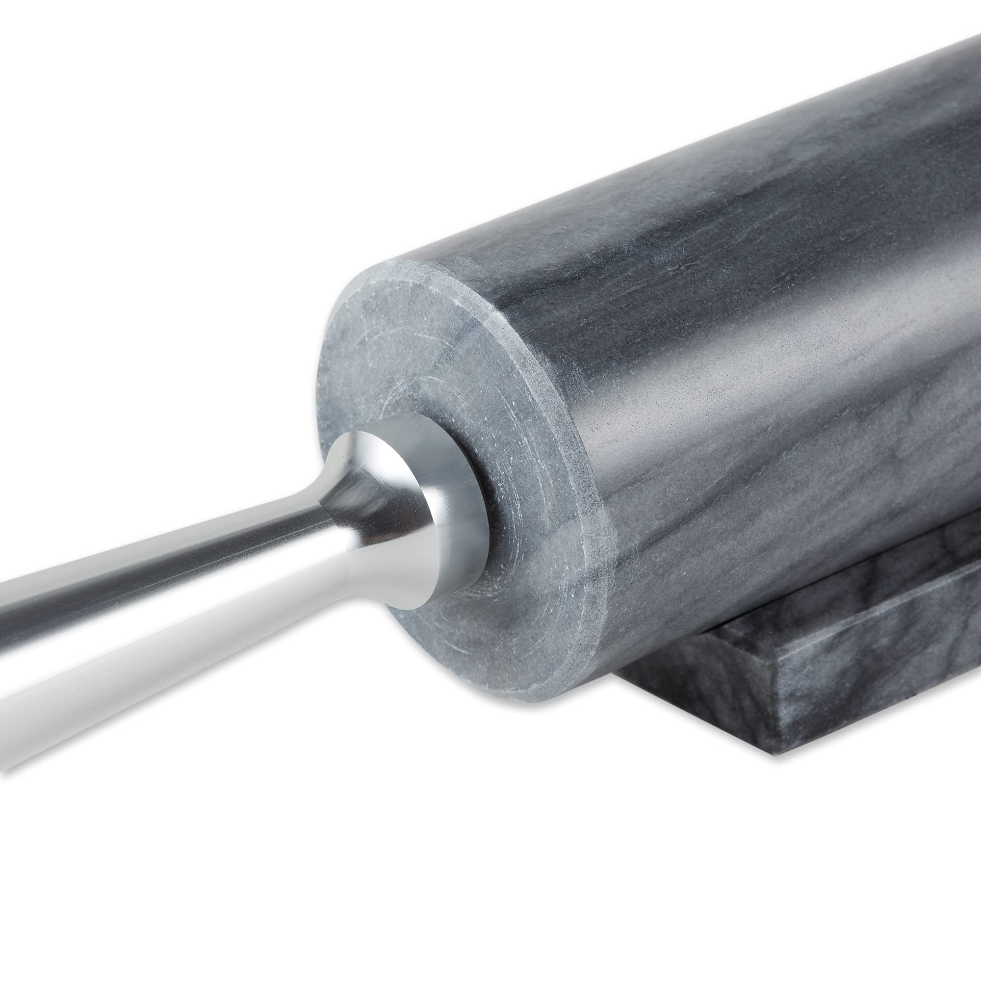 RSVP International Rodillo de mármol gris para hornear y soporte, 10 pulgadas | diseñado para mantener la masa de pastelería fría | fondant, corteza de pasteles, galletas, pasteles, pasta, masa de pizza, galletas