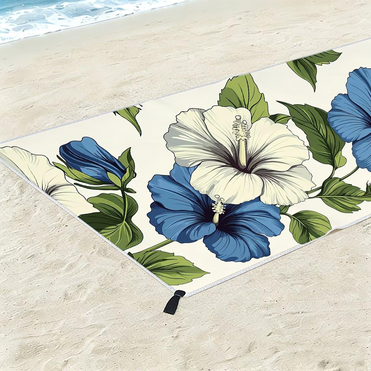 Ręcznik plażowy z mikrofibry, duży ręcznik kąpielowy 100 x 220 cm, zestaw 2 szt. szybkoschnących prześcieradeł kąpielowych w kwiaty, odporny na piasek ręczniki plażowe z mikrofibry do podróży