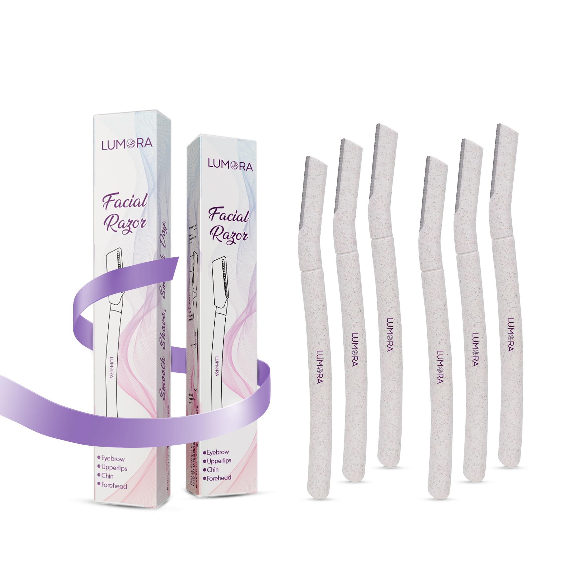 Lumora Facial Razor for Women - Pack Of 6 | Ideal for Eyebrows, Upper Lips, C...