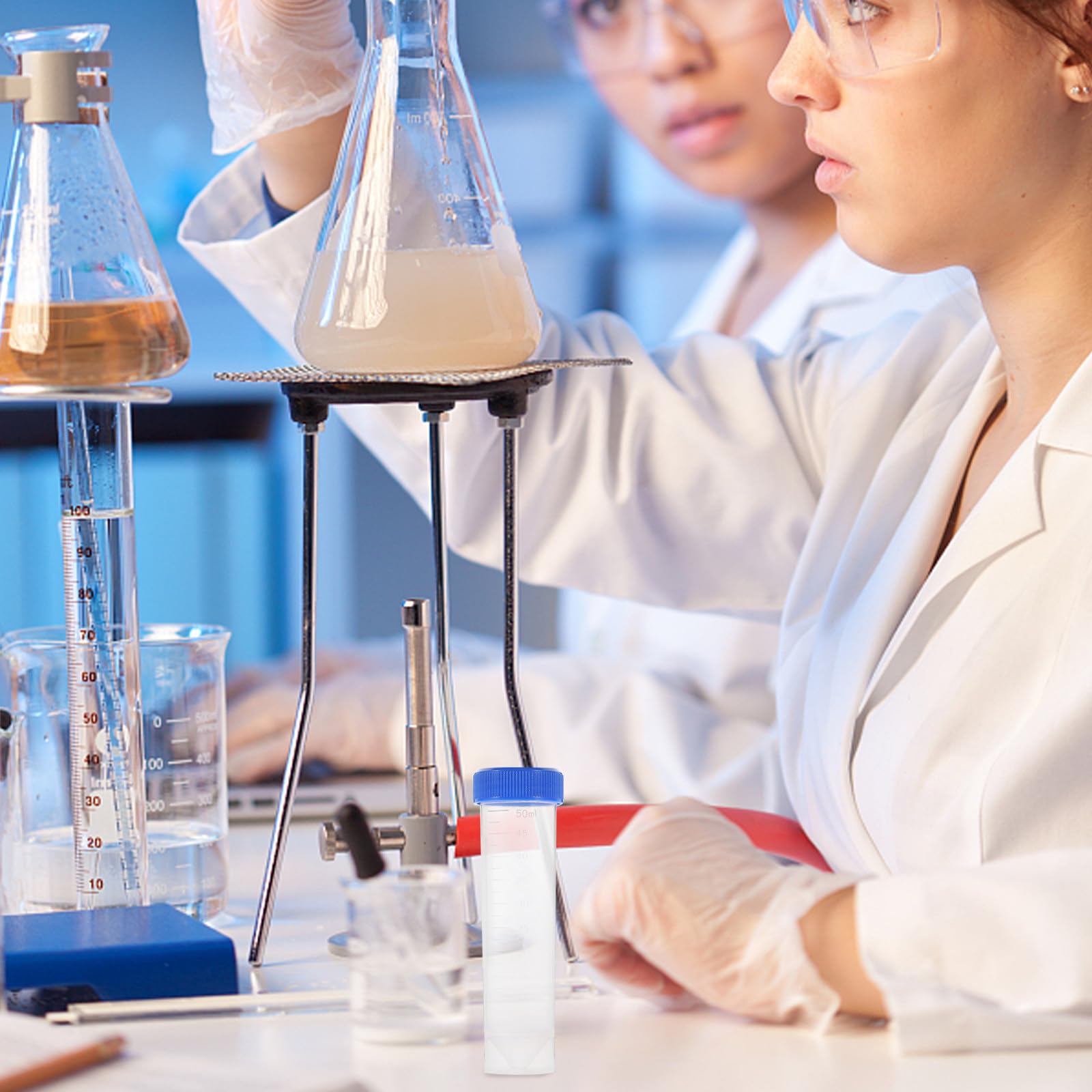 Ciieeo Provette da Centrifuga Sperimentali 50 Pezzi in Plastica Tappo a Vite per Uso in Centrifughe e Analisi di Laboratorio