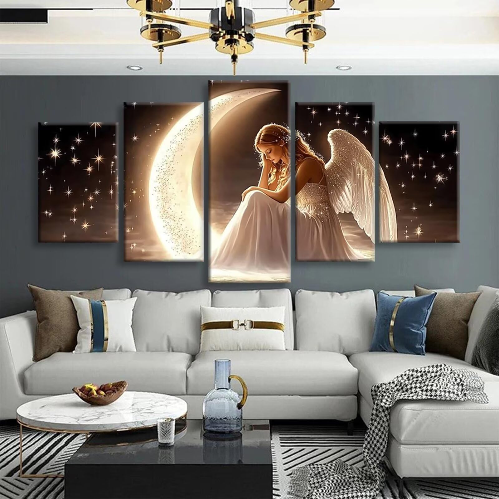 Zestawy artystyczne z aniołem i diamentami, dla dorosłych, 5 sztuk, DIY, pełne kwadratowe wiertło, klejnot, sztuka dla dorosłych, zestawy rzemieślnicze dla dzieci, 5D, zestaw mozaiki do domu