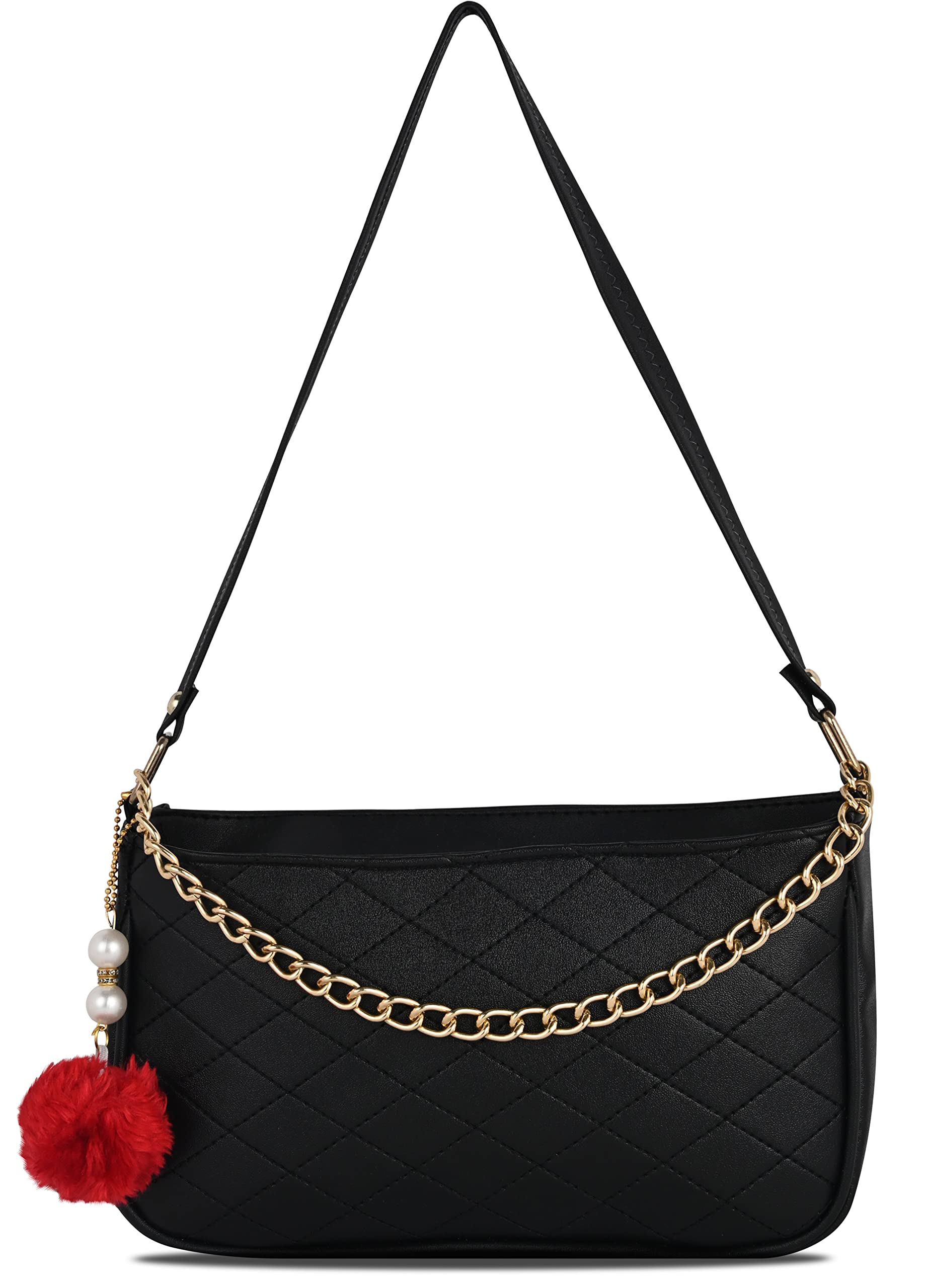 Fargo PU Side Sling Bags For Womens Ladies (Chain_Sling)(300-305) (Black) (B09M9ZGYBF) Amazon Price History, Amazon Price Tracker
