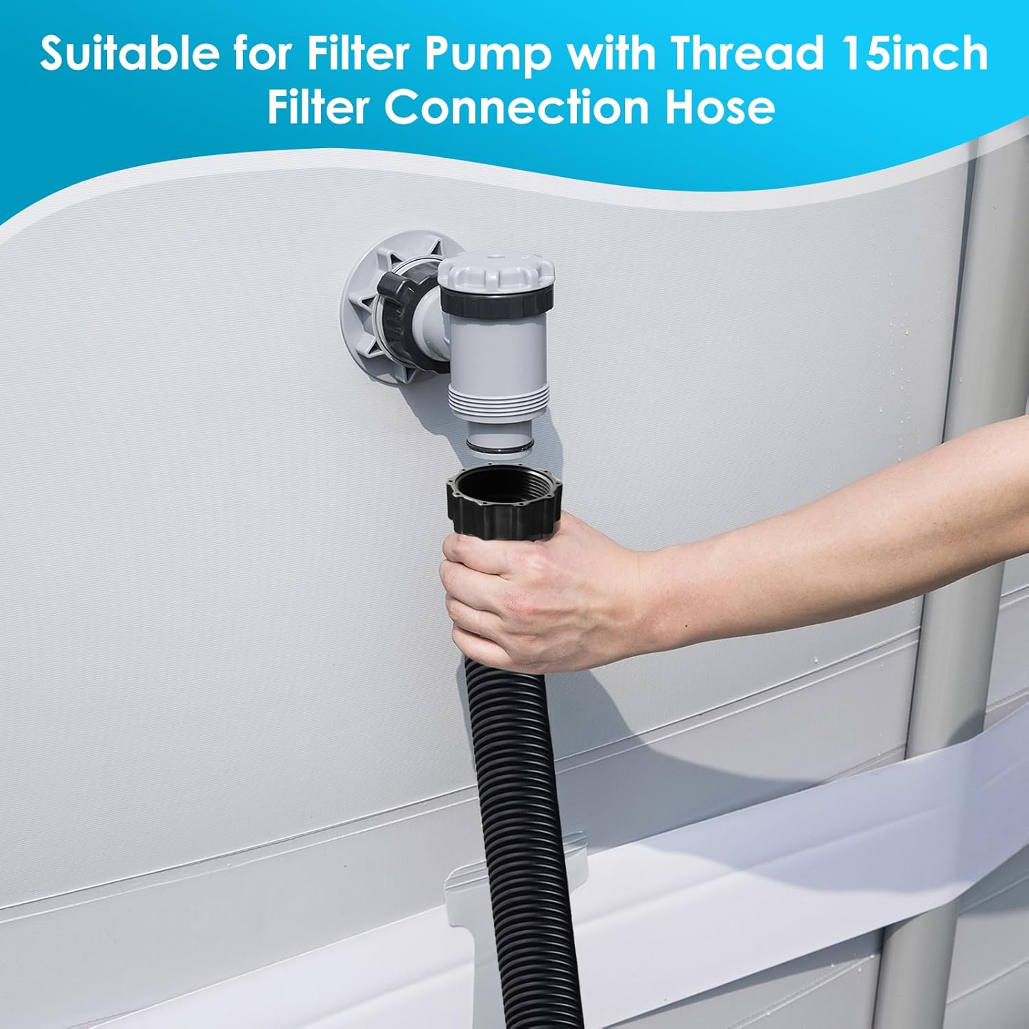 10ft Pool Hose For Above Ground Pools, 1.5 Inch Diameter Swimming Pool Replacement Hose for Filter Pump, Saltwater System, Sand Filters Accessories (White, Normal)