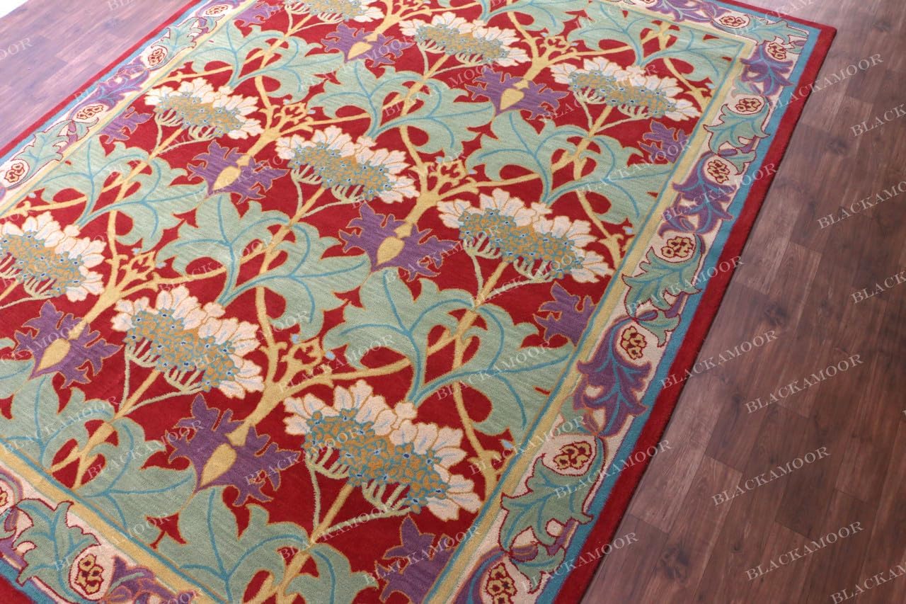 Cecil Handmade Tufted Floral Desing Wool Area Rug and Carpet Living Room