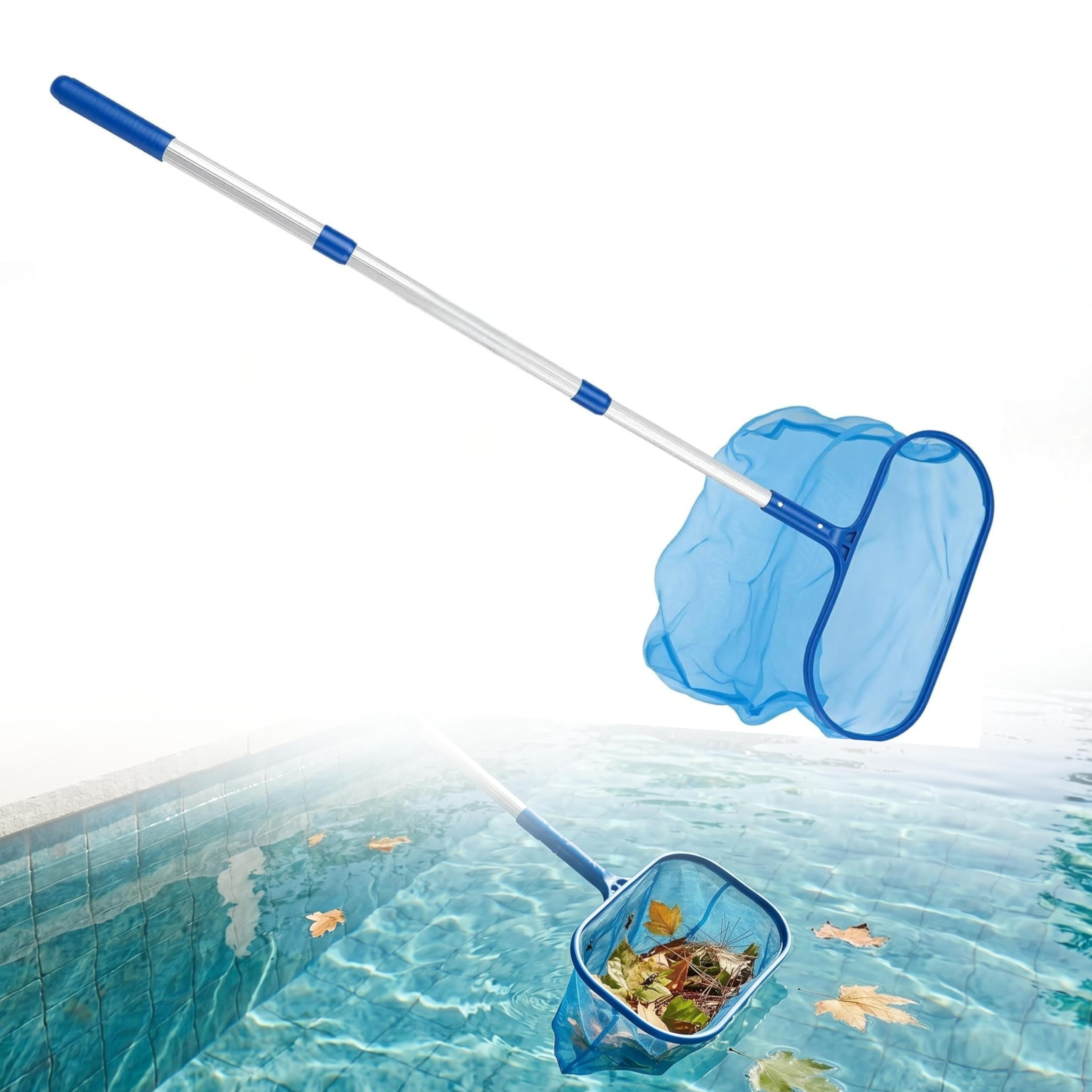 ADEPTNA Heavy Duty Extendable Aluminium Telescopic Pole Aqua Leaf Mesh Net Spa Skimmer Swimming Pool Hot Tub Spa Cleaner