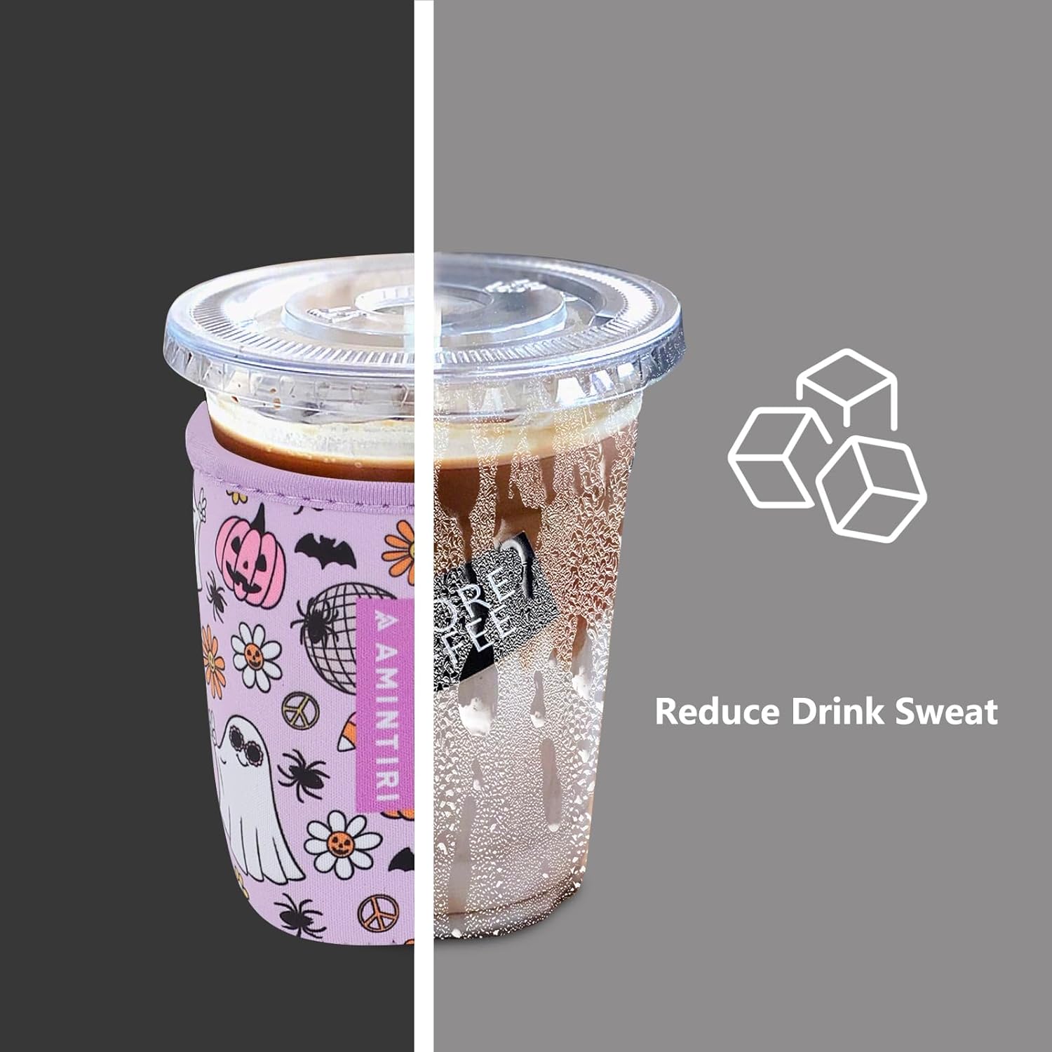 Amintiri Reusable Insulator Neoprene Sleeve for Iced Coffee & Cold Soda