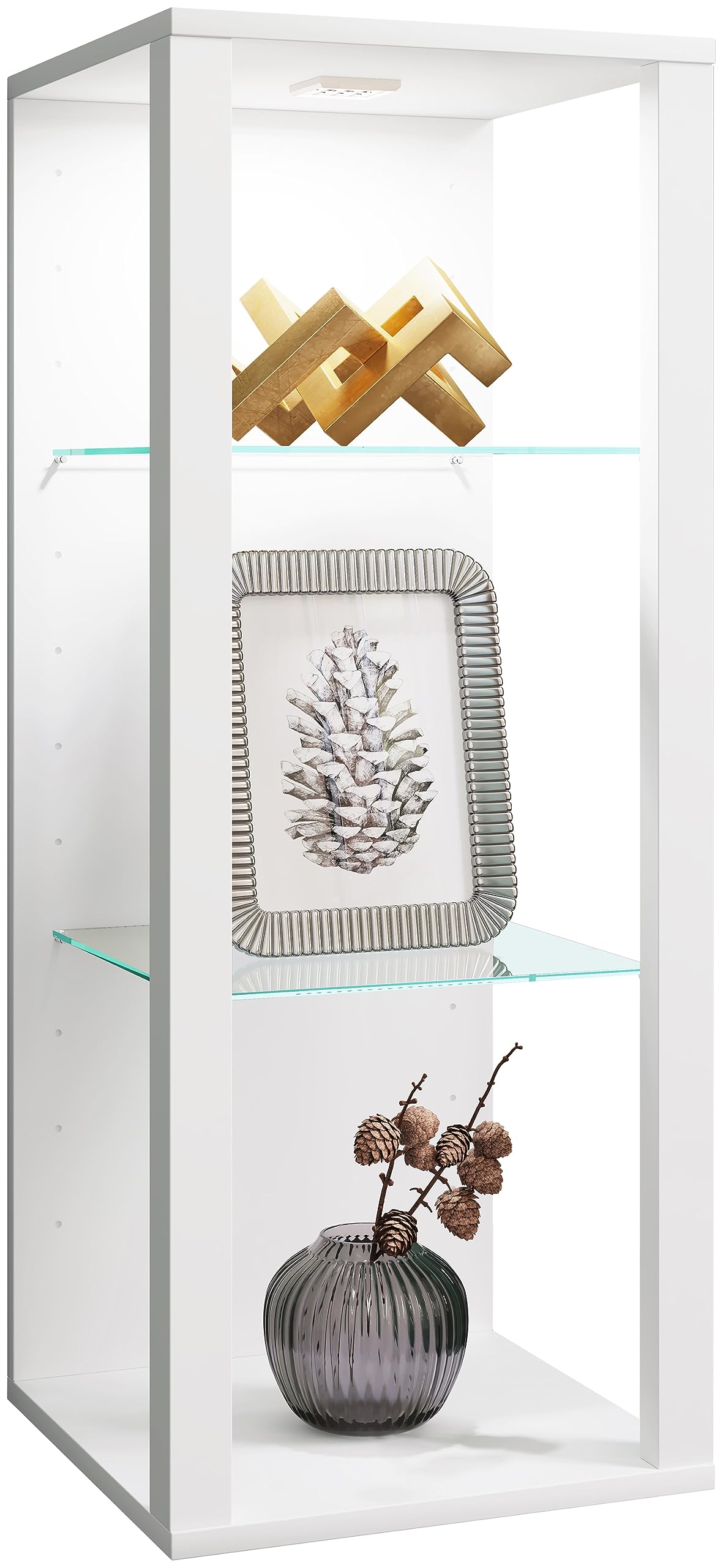 VCM Wandvitrine 35x35x90 cm 3 Fächer Holzwerkstoff Glas Glasvitrine