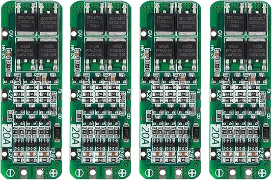 DIANN 4pcs 3S BMS 18650 Lithium Battery Protection Board Li-ion Charger Protection Module 12.6V 20A PCB BMS Protection Board for Li-ion Lithium Battery Cell