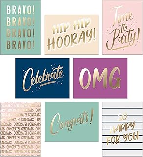 Set of 48 Congratulations Cards – Perfect for Graduation Greeting Cards – 8 Gold Foil Congrats Design Assortment – With Envelopes and Box – 4.25x5.75”