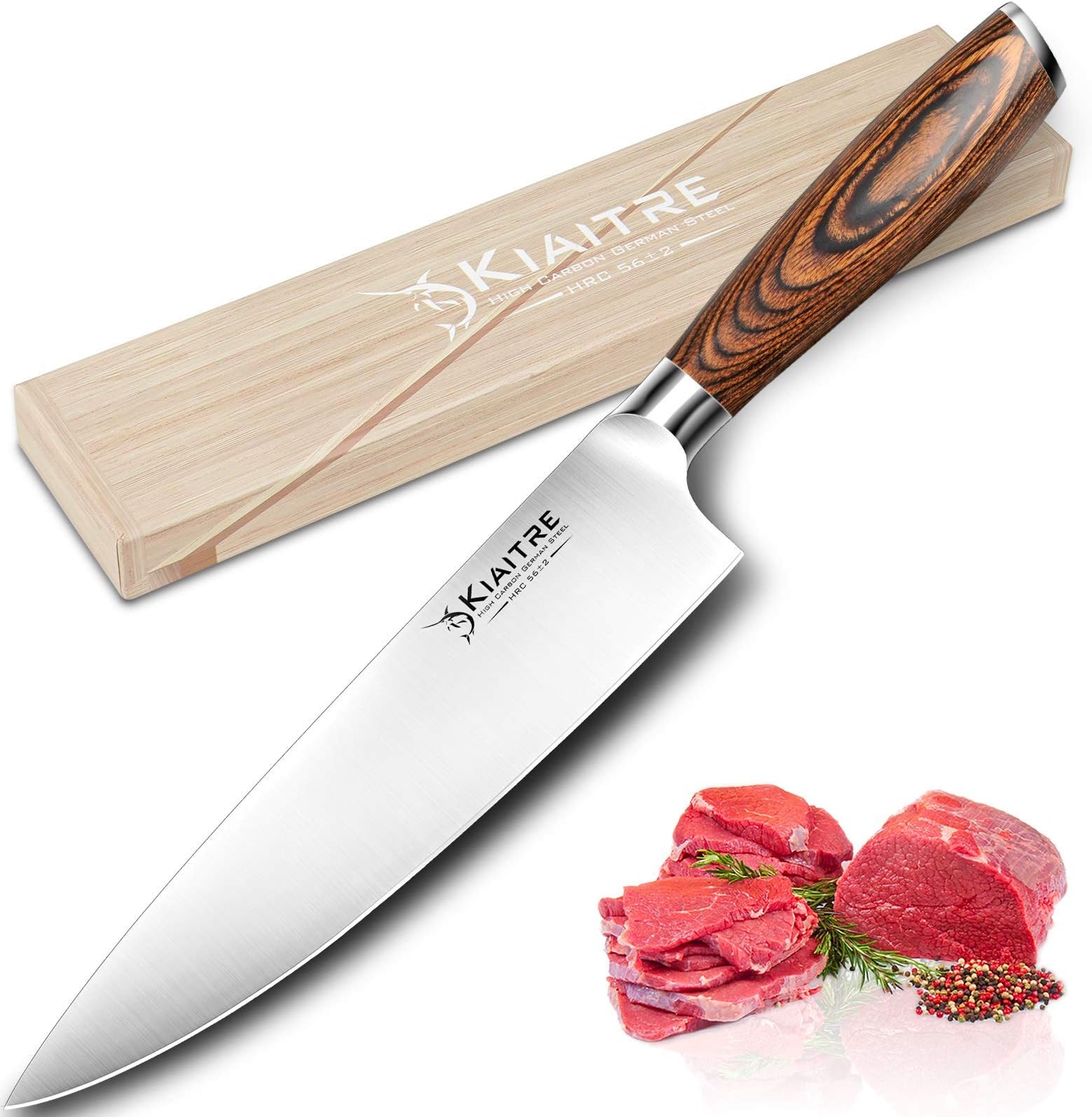 Chef Knife – 8 inch Pro Kitchen Knife, High Carbon German Steel Sharp Chef Knife, Polished Blade for Kitchen, Home and Restaurant Cooking