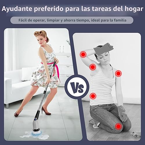 Miniatura 3 de YKYI Cepillo Eléctrico Giratorio, Cepillo de Limpieza Eléctrico Inalámbrico, Cepillo Eléctrico con 8 Cabezales de Cepillo Reemplazables, 3