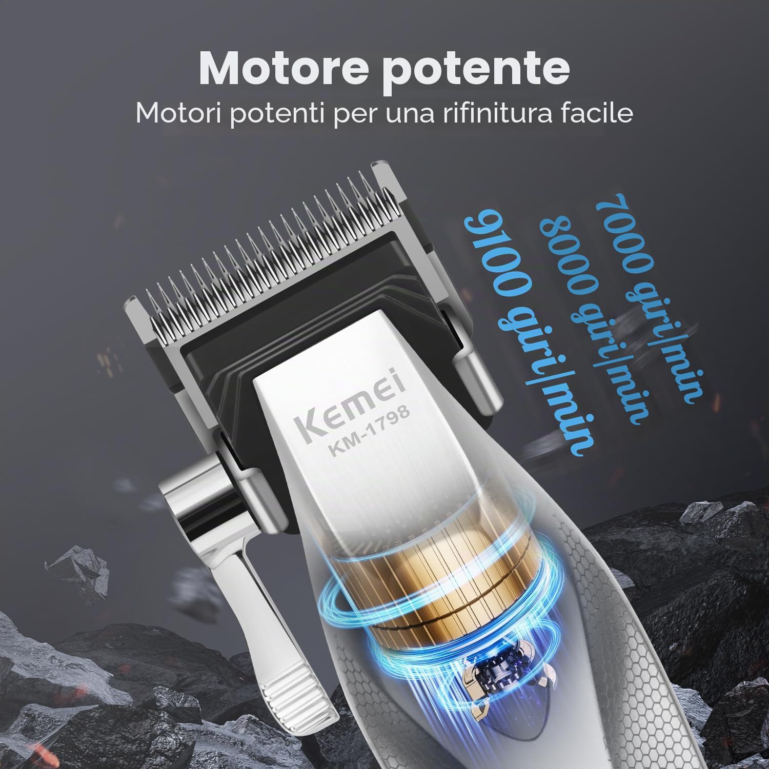 KEMEI Trimmer KM-1798 - Tagliacapelli da uomo | Regolabarba senza fili, tagliacapelli da barbiere con USB ricaricabile, tagliacapelli, dissolvenza, regalo per uomini