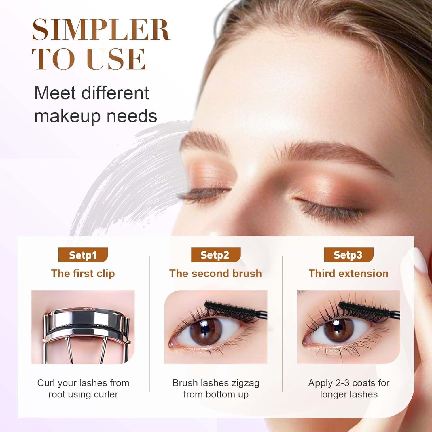 Iron Eye Mascara,Waschbare Metal Wand Mascara - Schwarz Wimperntusche 3D Super Curling,Lang anhaltendes Volumen & klumpenfrei mit wischfesten Pigmenten-(2Pack)