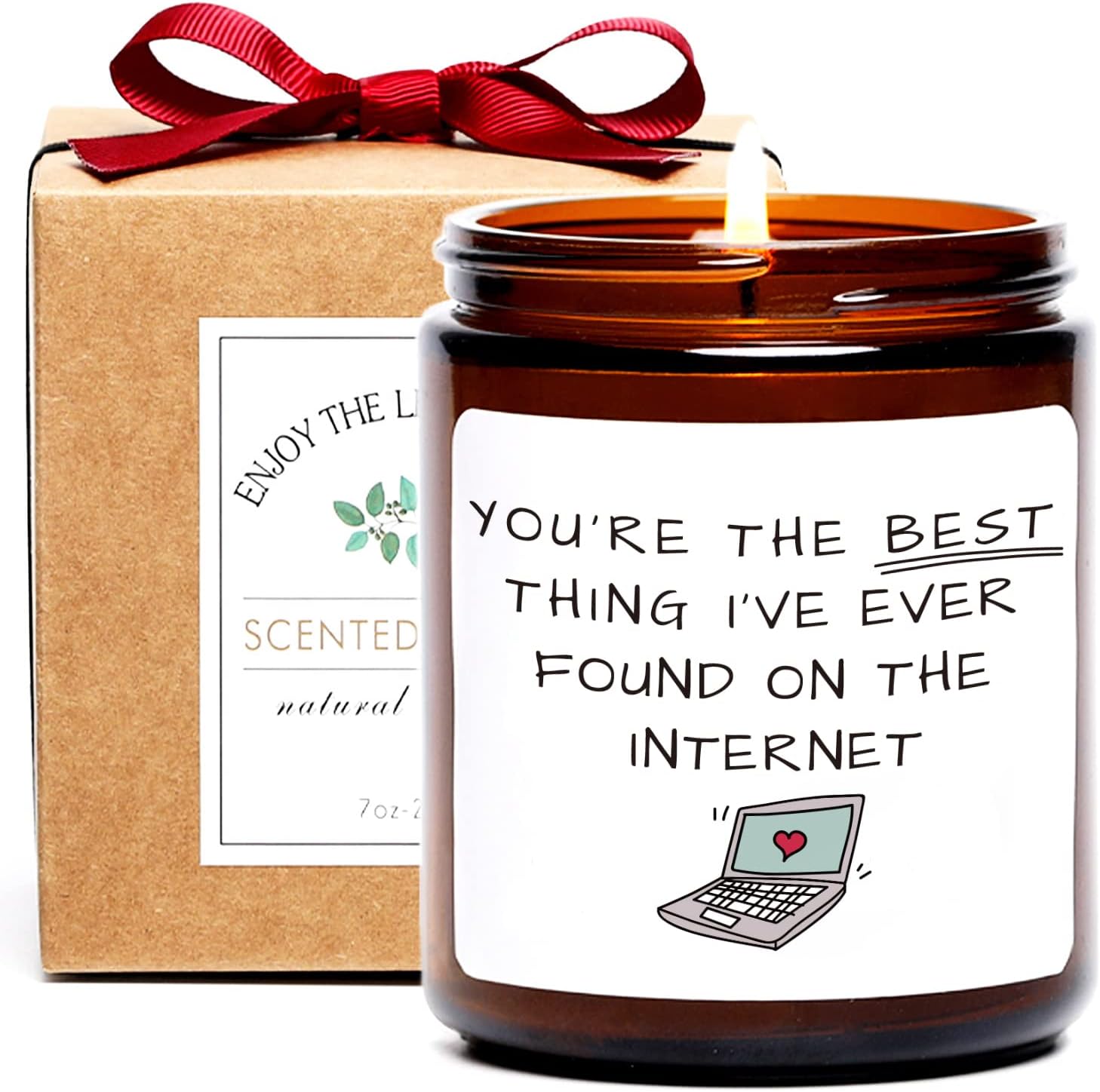 Valentine's Day Gifts for Him, Girlfriend Gifts, Valentines Candle, Romantic Gift for Her/Him, Best Thing I Found on The Internet Candles, Funny Sandalwood Rose Scented, 7oz, Birthday Gift