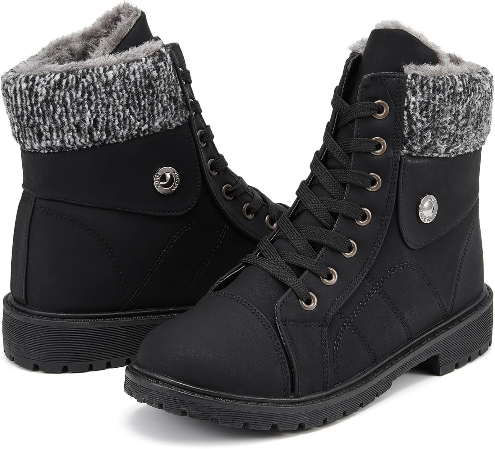 Womens Winter Snow Boots Warm Fur Lined Winter Water-resistan Ankle Booties Zipper Anti-Slip Combat