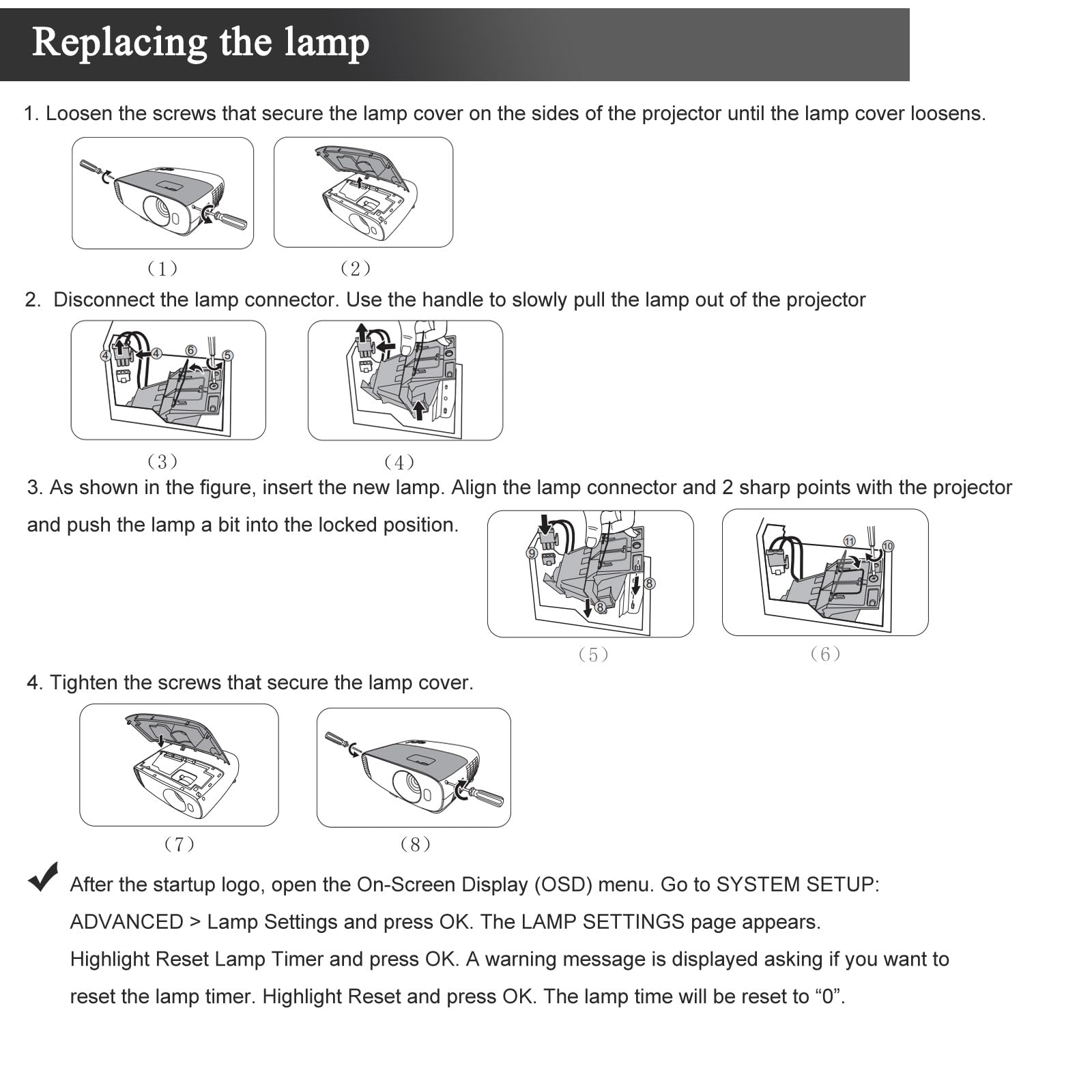BenQ Lampe de Vidéoprojecteur W1700 W1720 W1800 HT2550 TK800 TK700 MH550 MU607