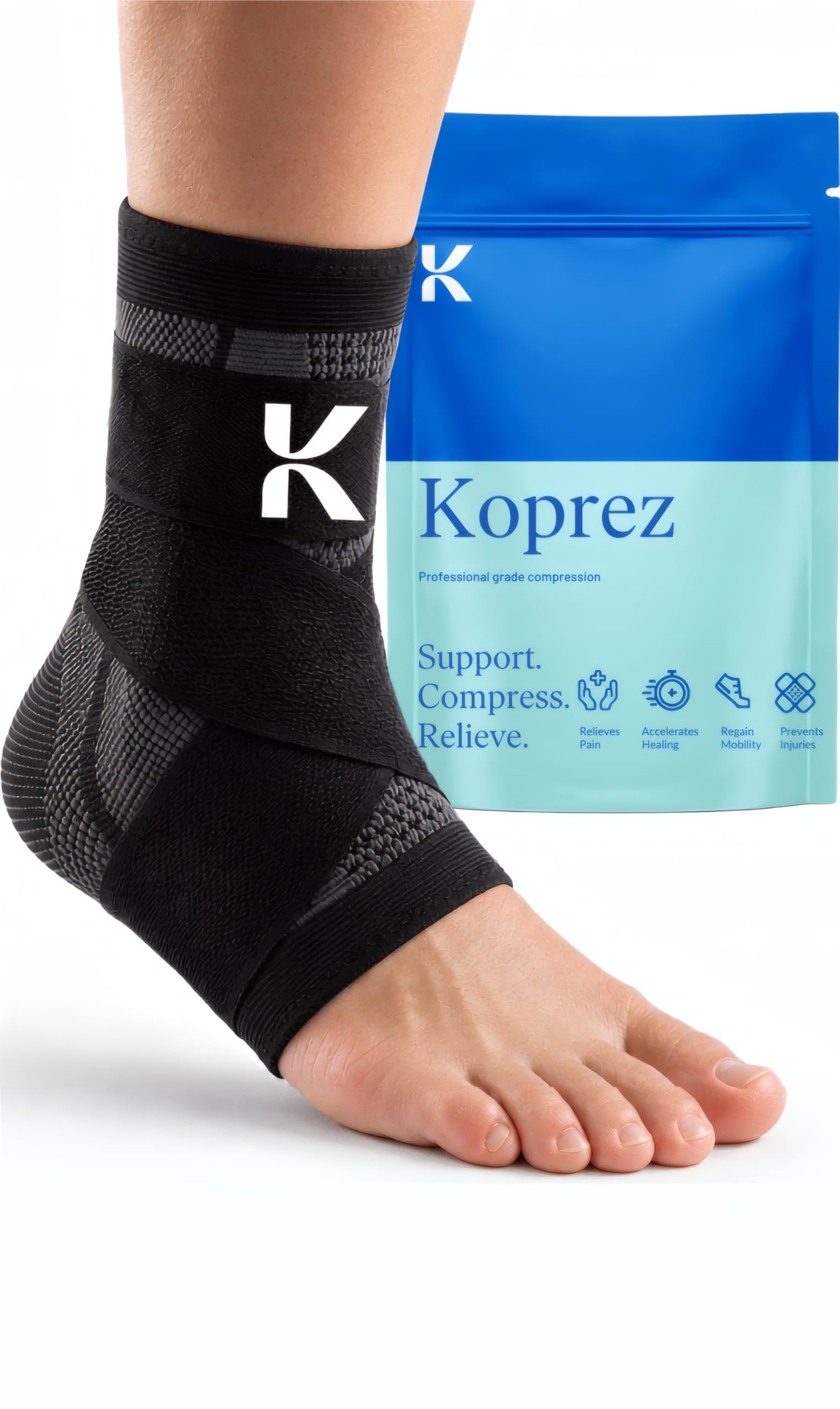 Photo 1 of Koprez Ankle Compression Sleeve & Ankle Brace for Plantar Fasciitis Relief