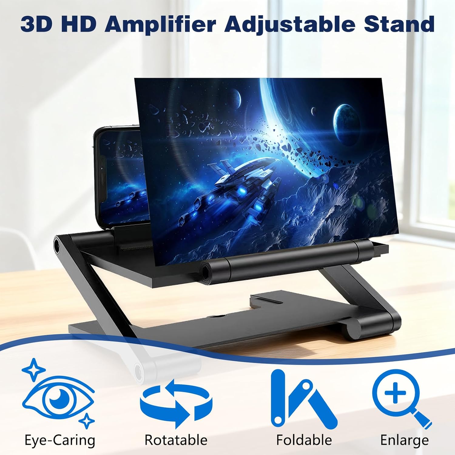 Mobile Phone Magnifier Screen,2026 New 3D HD Mobile Phone Magnifier Projector Screen Portable Foldable Phones Screen Amplifier Screens Enlarger for Movies Videos,Supports All Smartphones