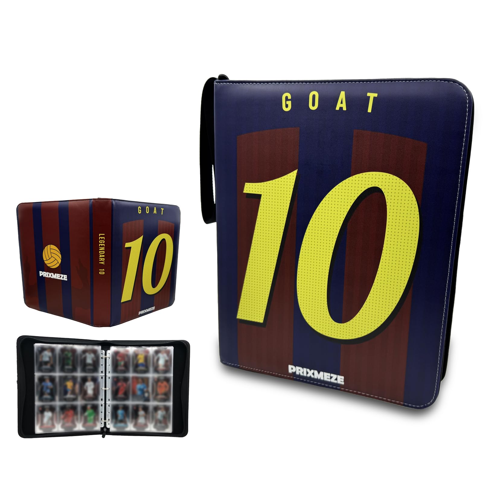 PrixmezeCard Binder 9-Pocket, 50 Removable Sleeves Trading Card Binder, Portable Storage Package Fits 900 Cards, Sports Card Collectible Holder for Soccer Card Albums - B/R