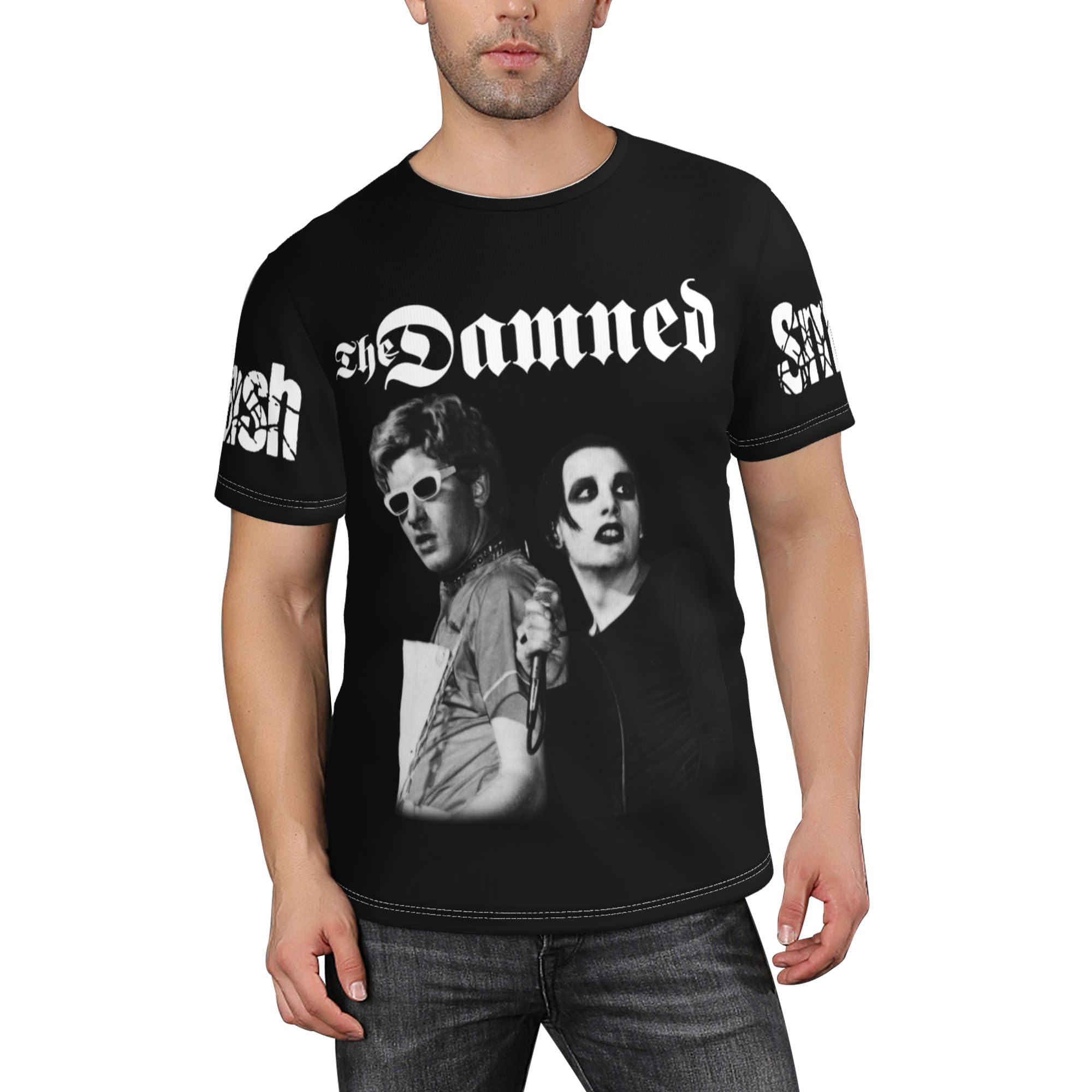 Lmlxyz Men's The Damned-3 The English Punk Đam*Ned Rock Band T-Shirts Basics Regular Crew Neck T-Shirt Novelty 3D Print Graphic Tee Tops For Hiking Travel，3Xl