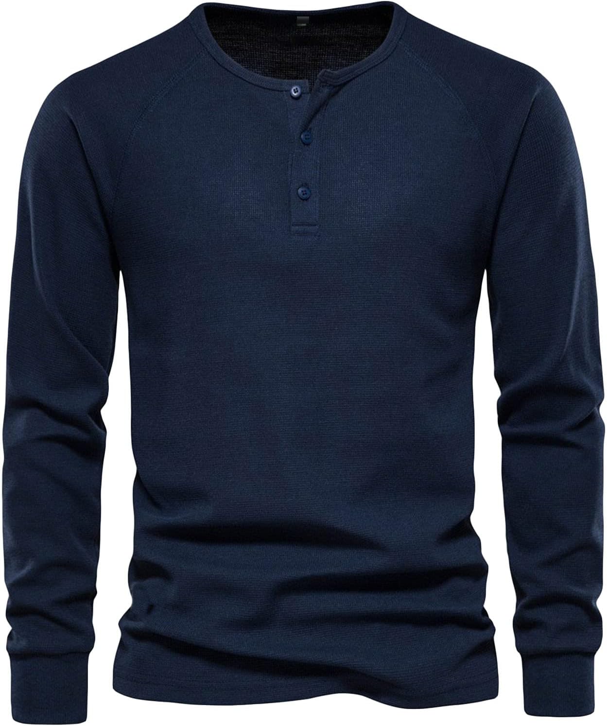 Men's Long Sleeve Ribbed Henley Shirts Stretch 3-Button Cotton T-Shirts Fashion Casual Basic Golf Tops