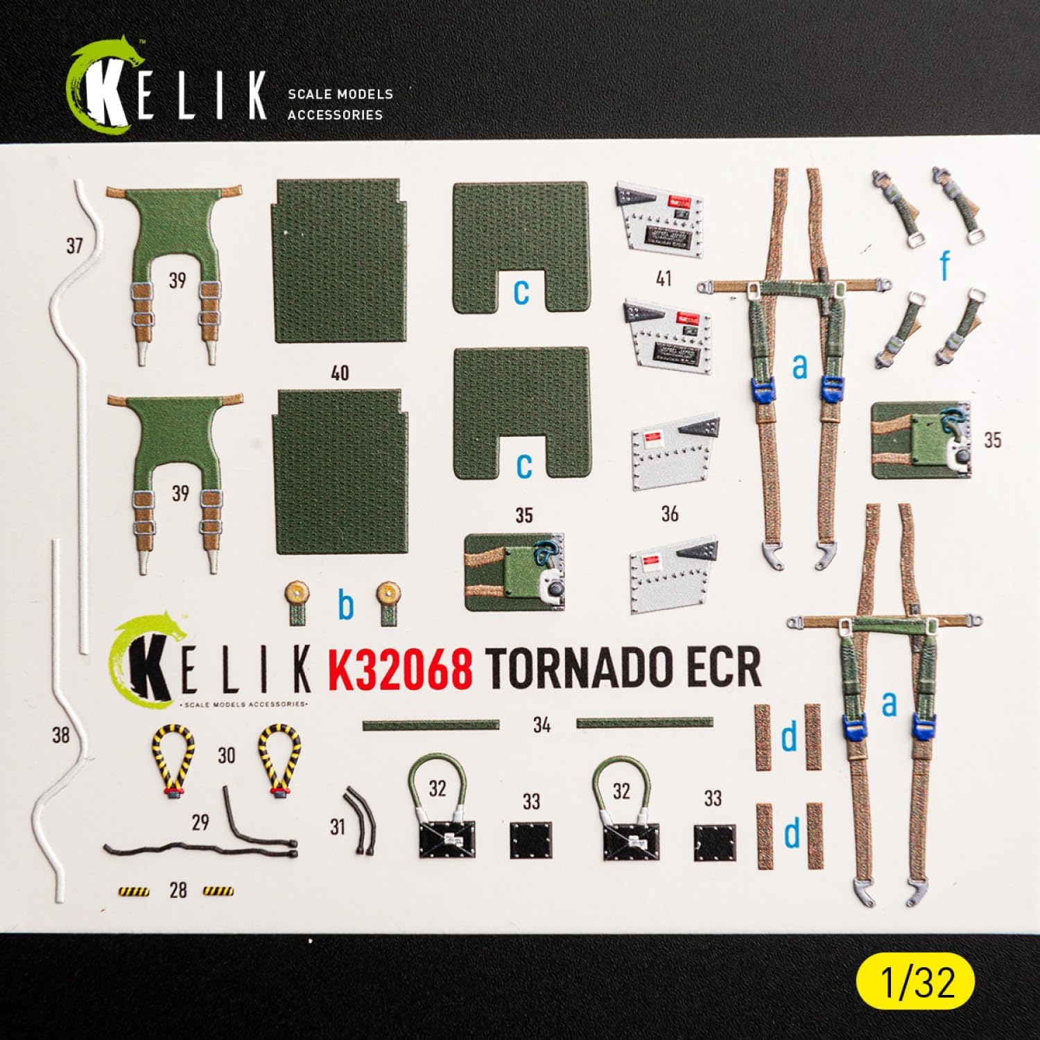 Kelik K32068 1/32 Tornado ECR Interior 3D Decals for Revell
