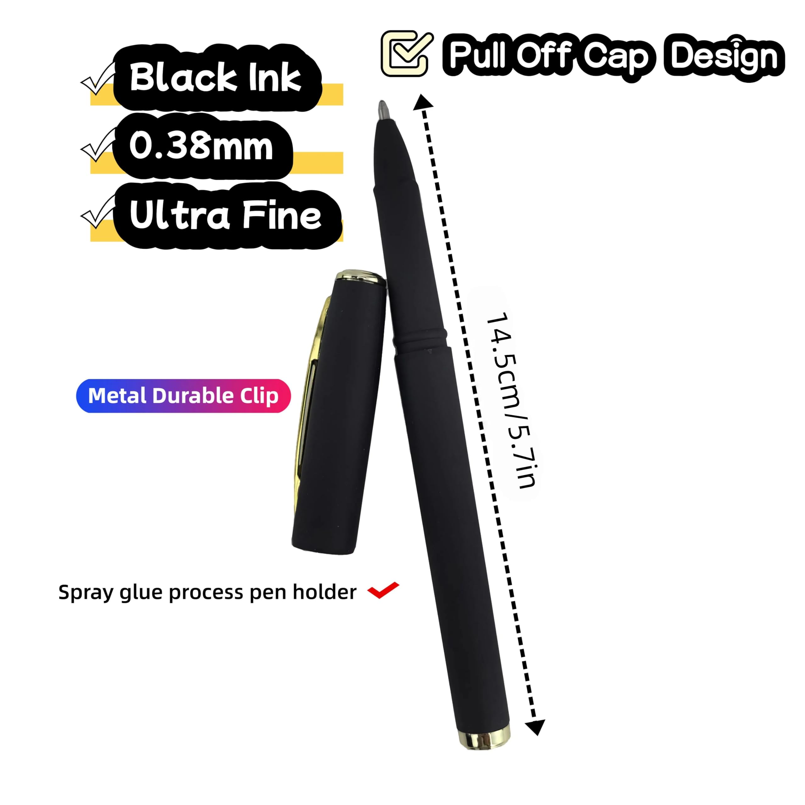 Fengtaiyuan 038P18 - Bolígrafos de tinta de gel, tinta negra, ultra fina de 0.38 mm, paquete de 18 unidades, escritura suave y fresca (0.38 mm, negro, paquete de 18 unidades)