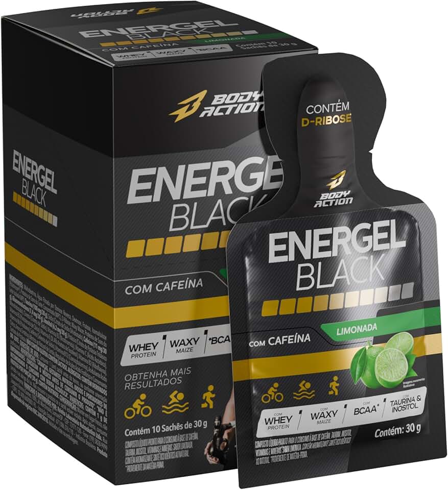 Energel Black 10 Sachês Sabor Limão Bodyaction