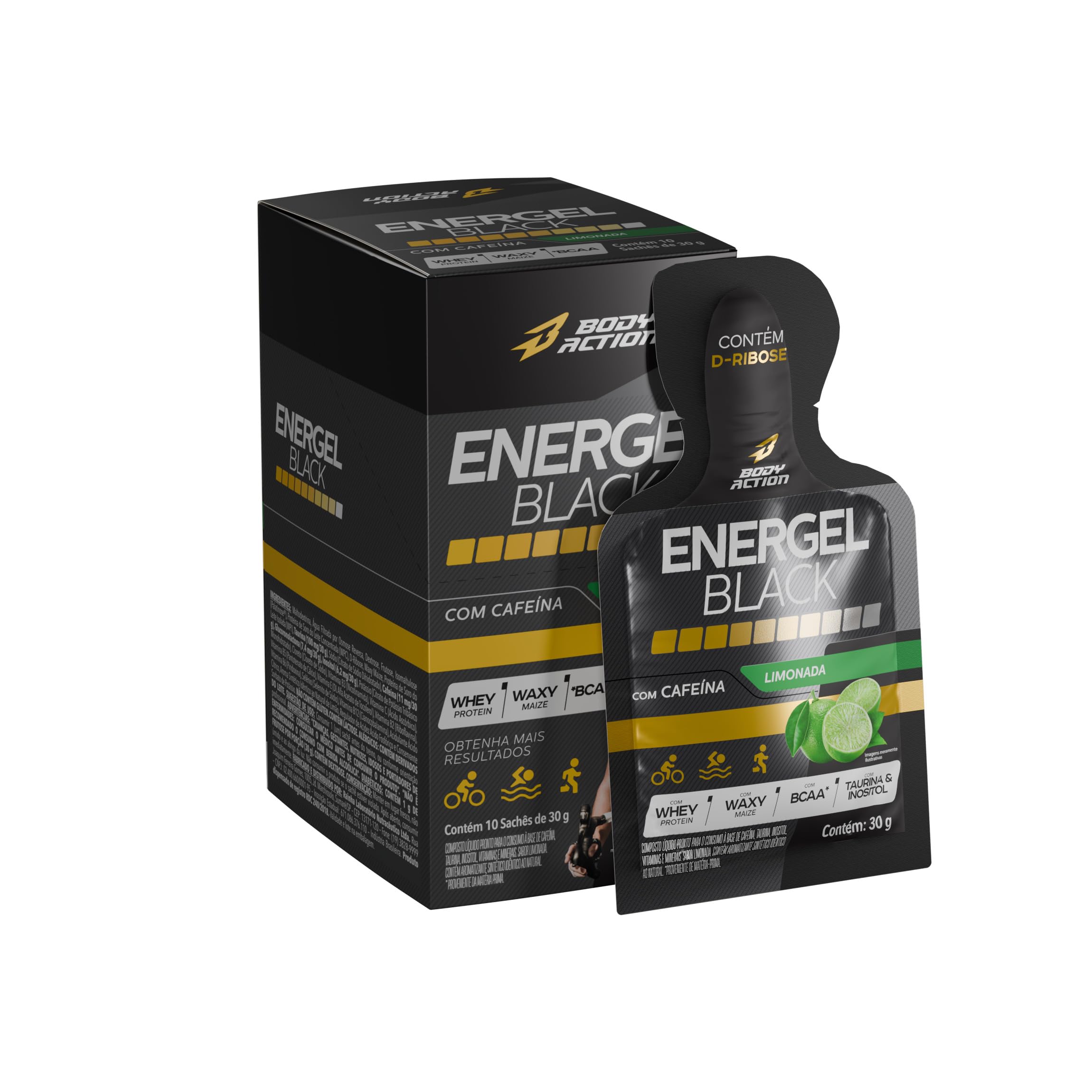Energel Black 10 Sachês Sabor Limão Bodyaction | Amazon.com.br