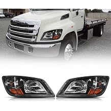 Headlight fit for 2011+ Hino 238 258 268 338 Truck Left Driver and Right Passenger Side Pair Black Housing Headlamp