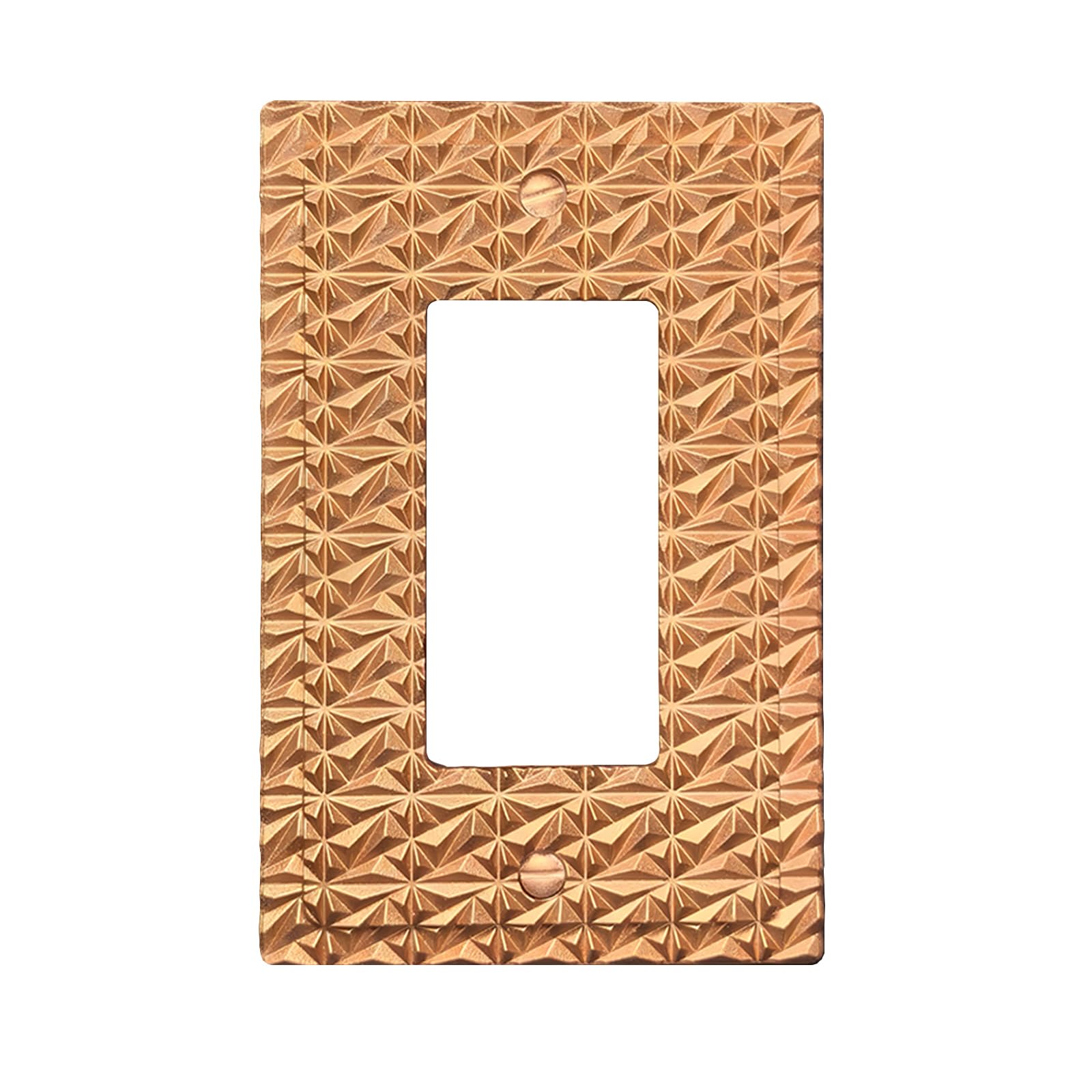 Yamxbfa Rose Gold Decorator Wall Plate Cover, 1-Gang Decora Rocker Switch Cover, Decorative Faceplate with 3D Geometric Diamond Pattern, Modern Home Décor