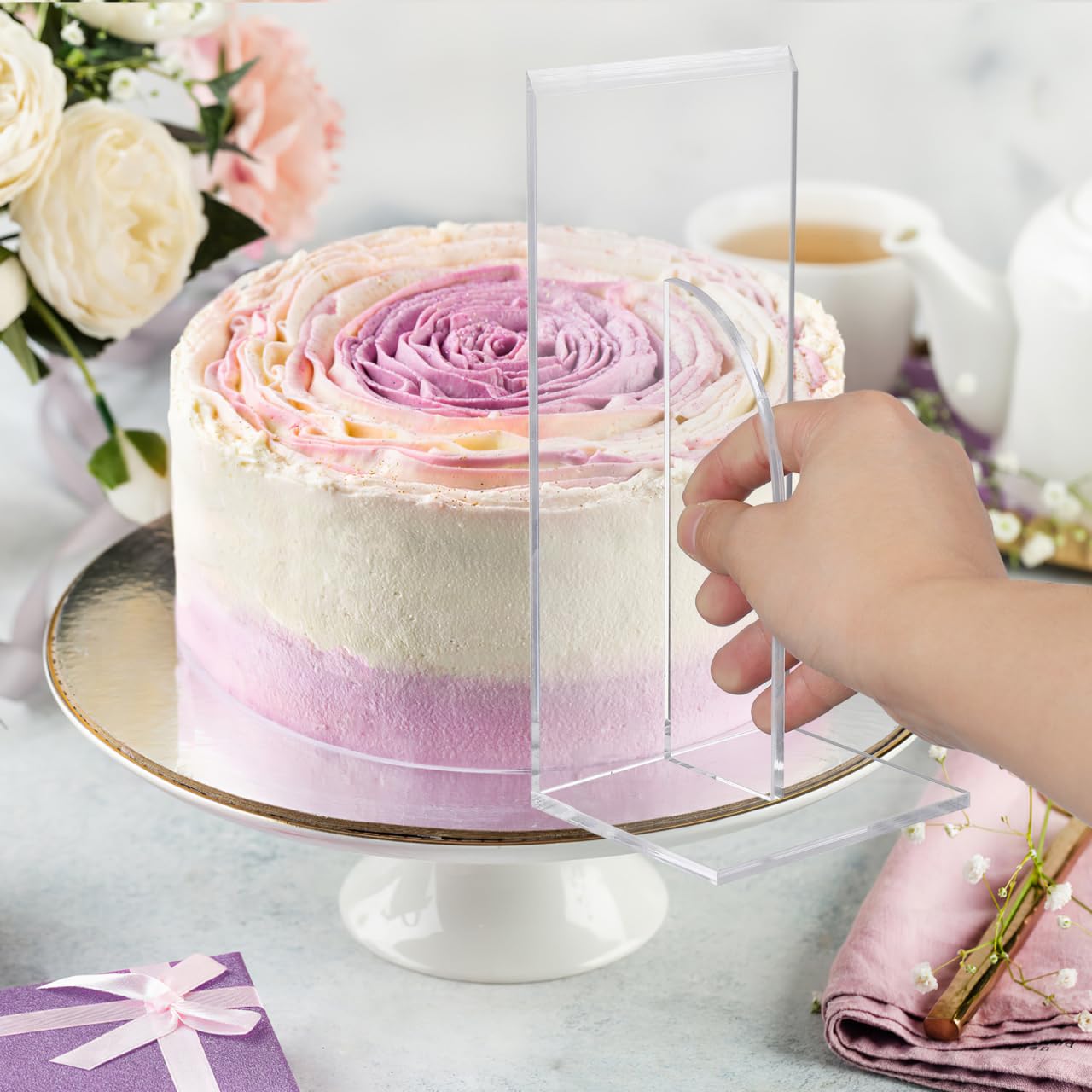 PRETYZOOM Carol - 1 rascador acrílico con borde afilado, borde más suave para fondant, para hornear, masa, acriyli, pastel, galletas, pasteles, herramienta de alisado transparente