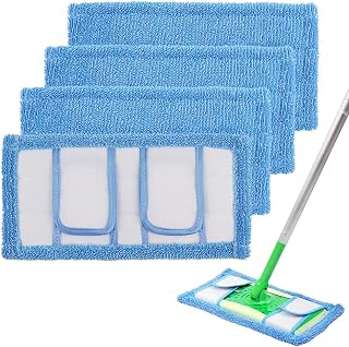 Siwinparts 4 PCS Washable Reusable Mop Refill Pads for Flash Speedmop Microfiber Mop Pads Compatible with Flash Speedmop Cleaning Pads Blue Absorbing Pads for Wet and Dry Sweeping