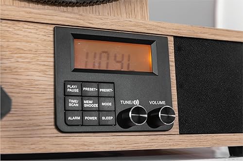 Miniatura 7 de Fuse Reproductor de discos de vinilo vertical envolvente  Radio FM, entrada y salida Bluetooth, salida de línea, reloj despertador, aguja de