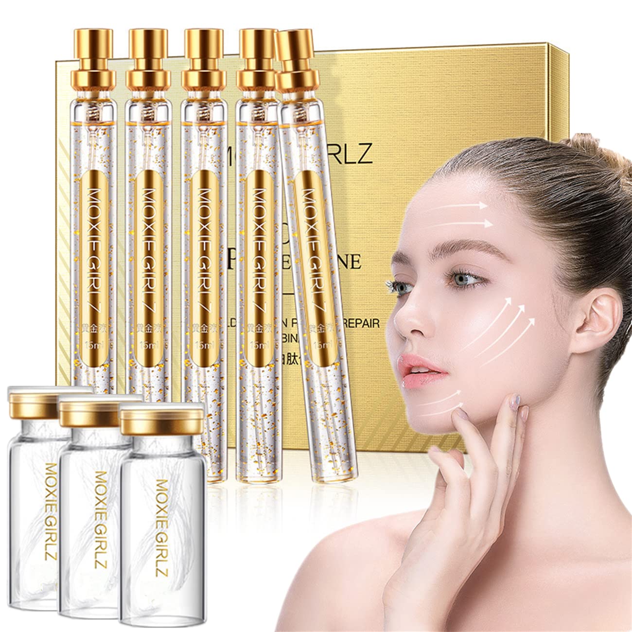 Korean Protein Lifting Threading Set, Instalift Korean Protein Thread Lifting Set, Reduce Fine Lines Deeply Moisturize Skin (1 Set + 3 Bottle,2 Sets)