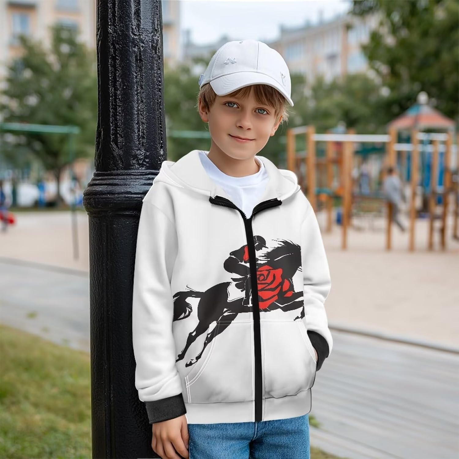 Zip Up Hoodie for Boys Girls Long Sleeve Fleece Hooded Sweatshirts Casual Kids Coat with Pocket