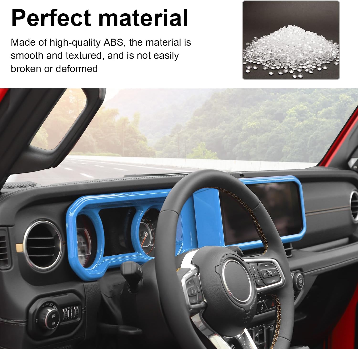 CheroCar Center Console Trim Cover Dashboard Control Panel Cover Decorative Interior Accessories Compatible with 2024 2025 2026 Jeep Wrangler JL JLU & Gladiator JT