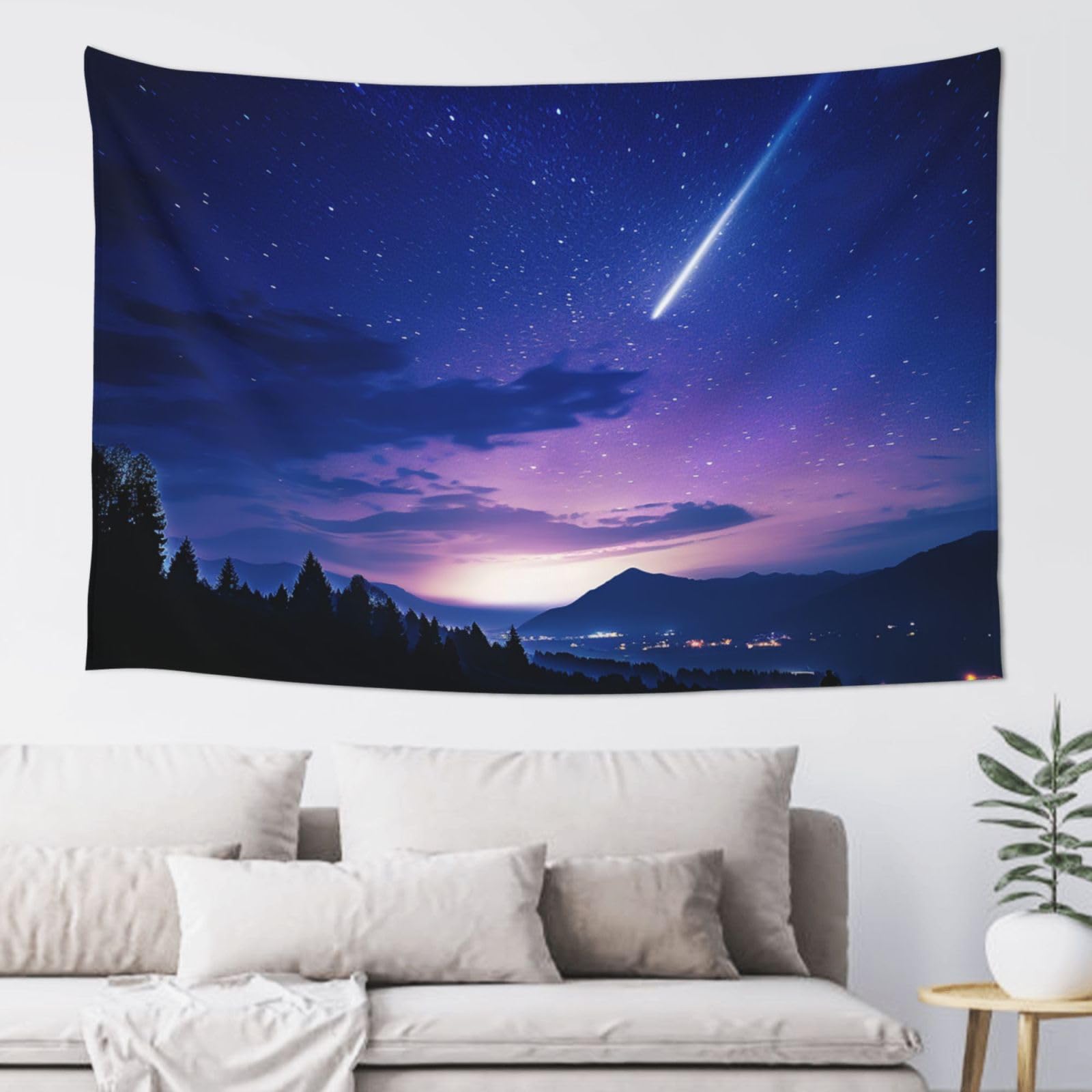 QLDETUPWLX Tapestry 152x102 cm Wall Hanging for Living Room Night sky silhouette Tapestries Home Decor Soft Aesthetic Tapestries Hanging Decor Blanket Wall Tapestry for Bedroom Dorm Indoor Outdoor
