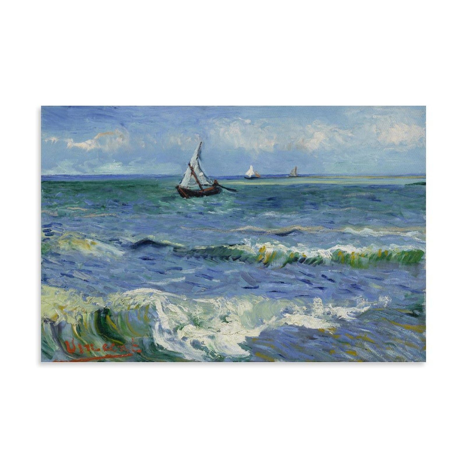 meidasi Vincent Van Gogh Paintings?Seascape at Saintes Maries?Printed Posters Decorative Painting Canvas Wall Art Living Rooms Bedroom Painting 12x18inch(30x45cm)
