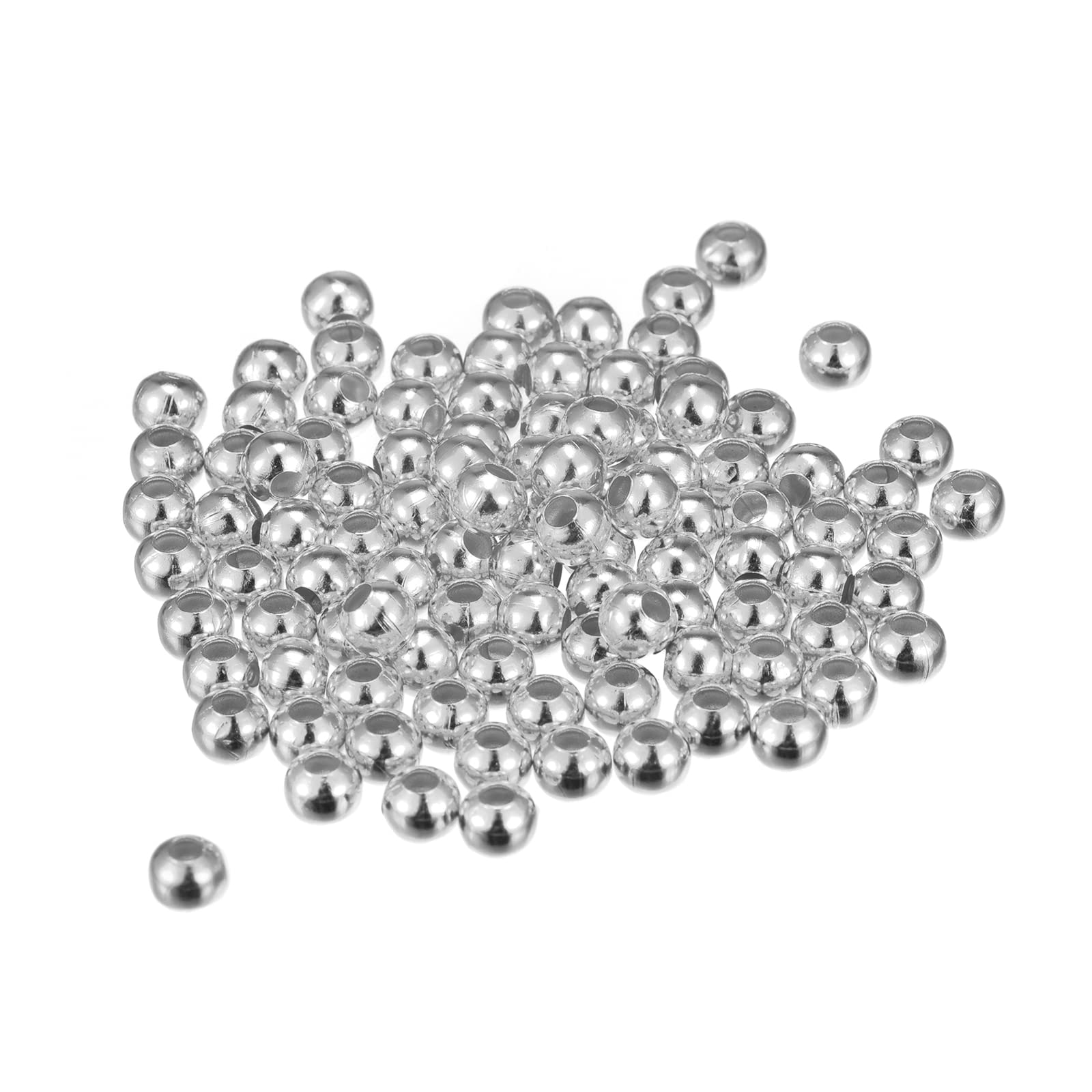 sourcing map 200Pcs Smooth Round Spacer Beads, 5mm Spacer Loose Ball Beads Tiny Spacers for Jewelry Making Bracelet DIY, Grey White