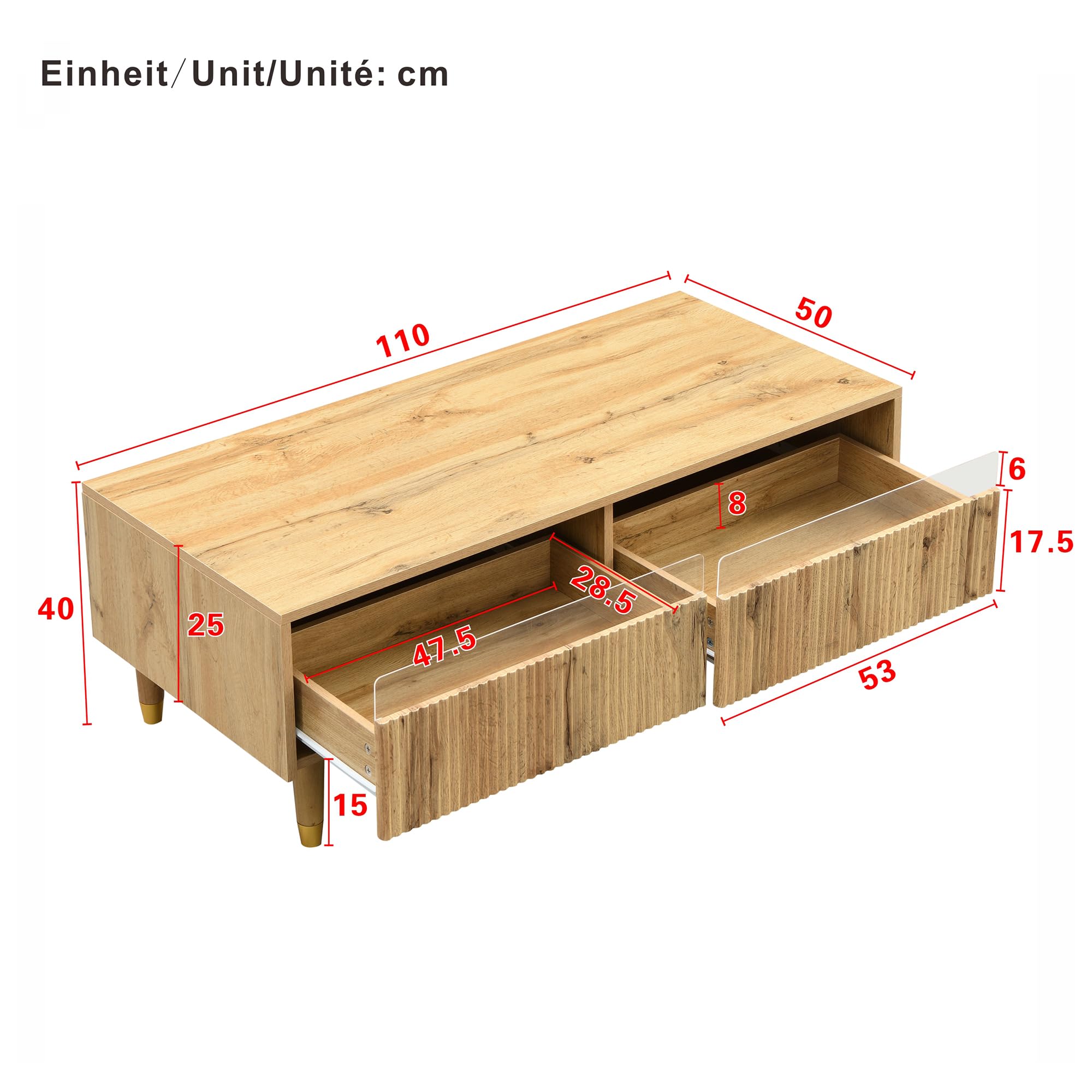 Ensemble de meubles LED Merax pour salon, meuble TV 178x35x45cm, avec 4 portes, table basse 110x50x40cm, avec 2 tiroirs, façade en acrylique, éclairage LED avec télécommande, grand espace de rangement