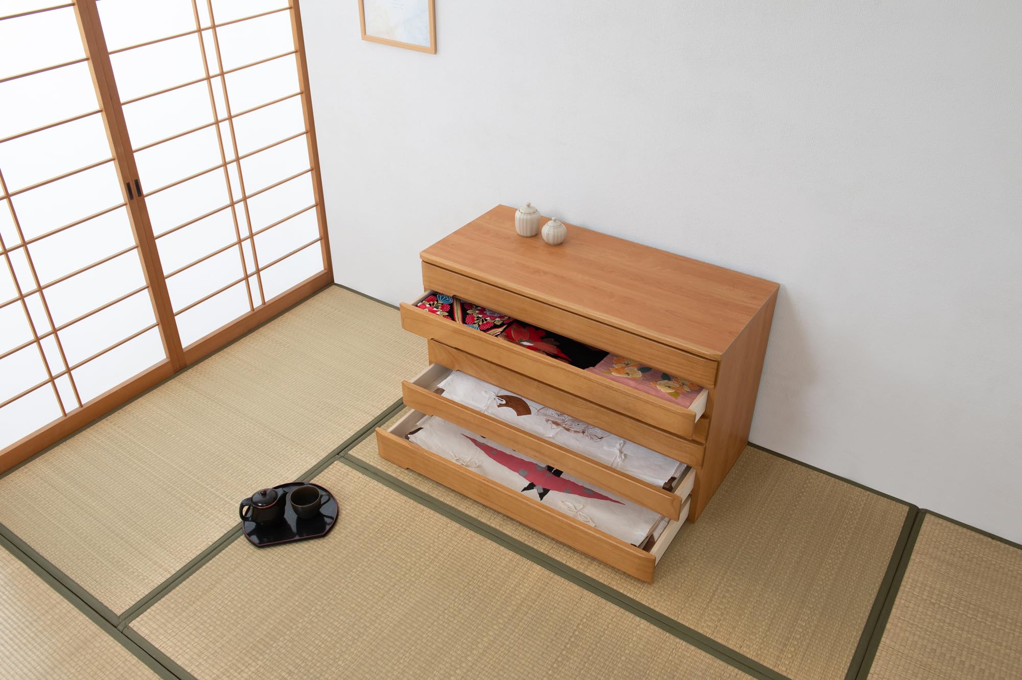 Amazon.co.jp: 洋風顔の本格派きもの対応桐箪笥 幅100 6段 洋風 